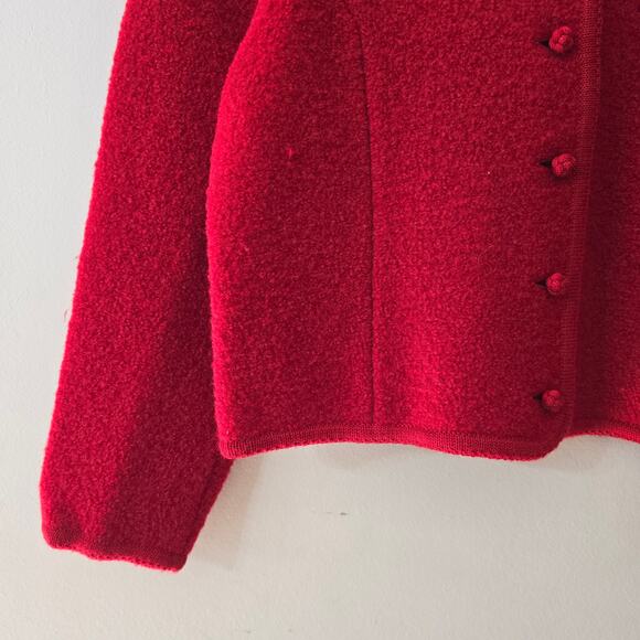 Lands' End 100% Wool Button Up Sweater Cardigan Red Vintage Size 12 - Picture 6 of 15